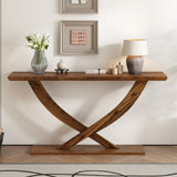 ZNTS Mirod 57'' Modern Rustic Console Table with Cross-Leg Design,Sturdy Construction and Ample Surface N760P214643D