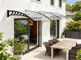 12040 in Transparent Door Awning Canopy, One-Piece PC Sun Panel with Black PP Brackets & Aluminum 48136737
