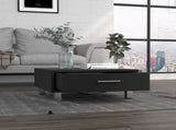 Coffee Table, One Drawer, Four Legs, Black B097132903