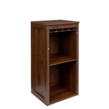 Brown walnut color modular wine bar Cabinet with Storage Shelves with Hutch for Dining Room W331P282805