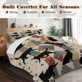 3pcs Of Black Cat Multi Posture Pattern Blanket Set All Season Bedding, 2 Pillowcases For Children, 66272673