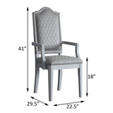 Two Tone Grey and Pearl Grey Upholstered Back Arm Chairs B062P185700