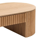51.18'' Oval Wood Coffee Table With Drawer Mid Century Modern Coffee Table Unique Coffee Table for W876P246438