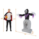 ZNTS 8ft Garden 3pcs LED String Lights Grim Reaper and Grave Inflatable Halloween Decoration 52188395