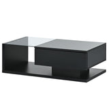 ZNTS ON-TREND Modern Coffee Table with Tempered Glass, Wooden Cocktail Table with WF303936AAB