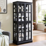 Curio Display Cabinet, Antique Display Cabinet with Glass Doors Adjustable Shelves for Collectibles W2275P300144