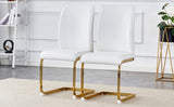 Luxury Simple Arch Chair - Set of 2 WHITE PU Material High Resilience Dining Chair with Arched Metal W1151P154875