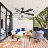 52 Inch Modern Ceiling Fan 3 Color Dimmable 5 ABS Blades Remote Control Reversible DC Motor W934P187536