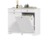 White Laundry Hamper Cabinet 2 Tilt-Out Baskets, 2 Drawers, Sturdy Home Storage Unit 46042713