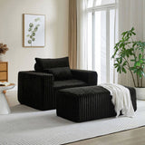 62.5-Inch Corduroy Sponge Sofa Lounge Chair with Removable footrest,No Assembly Required,Fluffy W834P206048