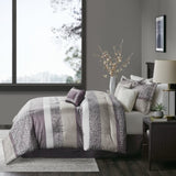 7 Piece Jacquard Comforter Set Purple Queen B03597199