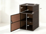 Brown Wicker Garden Storage Cabinet, Dual Open & Closed Design Outdoor Tool Cushion Storage Cabinet 81143358