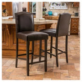 Barstools Set of 2, Counter Height Upholstered Bar Stools for Kitchen Island, Dark Brown Rubberwood N779P254675B