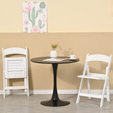 ZNTS 31.5" Round Dining Table, Mid-Century Black Tulip Table, Metal Base Pedestal Table for 2-4 70736045