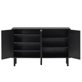 ON-TREND Minimalist Shoe Cabinet with 5 Solid Wood Legs, Cream Style Sideboard Buffet Cabinet with N721P205785B