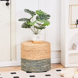 Round Pouf Ottoman Natural Seagrass Pouf Footrest, Foot Stool for Bedroom Living Room Accent 12921405