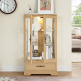 Glass Cabinet Lighted Glass Cabinet Curio Display Cabinet with Adjustable Glass Shelves 2 Doors and W2275P178890