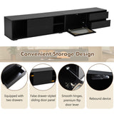 ON-TREND Modern TV Stand with Fluted Glass Door for TVs Up to 100", Media Console with Sliding Door N721P198932B
