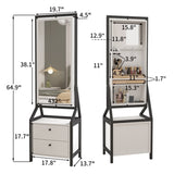 ZNTS 360&deg; Swivel Jewelry Armoire & Makeup Mirror Cabinet With 2 Bottom Drawer, Rotates Freely, Spacious W760P152287