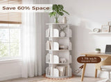 4-Tier Rotating Bookshelf, 360&deg Spinning Bookcase with Safety Guard, Space-Saving PVC Storage for 29703339