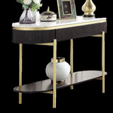 Gorgeous Dark Walnut Finish 1pc Sofa Table White Faux Marble Top Living Room Side Table Open Bottom B011P184954