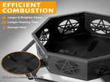 43" Octagonal Black Iron Fire Pit, Sheet Assembled Outdoor Bonfire Brazier with 01195977