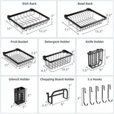 2-Tier Over Sink Dish Rack - Extendable Steel, 12 Bowls10 Plates Capacity, Rust-Proof, Suck Caps 40646898