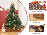 Handcrafted Openwork Woven Hyacinth Wicker Christmas Tree Collar - Rattan Xmas Tree Skirt & Stand 55437272
