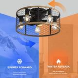 20 Inch Industrial Caged Ceiling Fan, With 7-ABS Blades Remote Control Reversible DC Motor, Small W882P221513