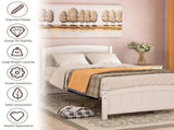 Wood Platform Bed with Headboard,Footboard and Wood Slat Support, White WF190781AAK