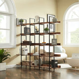 ZNTS [VIDEO] 5 Tier Bookcase Home Office Open Bookshelf, Vintage Industrial Style Shelf with Metal Frame, 93102675