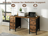 47 Inch Computer Desk with 8 Fabric Drawer, Home Office Desk with Power Outlets, Large Storage,Rust 35212741