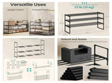 3-Tier Stackable Reversible Shoe Rack Organizer, Black Steel & Plastic, Tiered Shoe Rack Shelf, 13134429