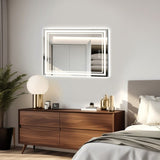 LED Bathroom Mirror 36" x 28" Front and Backlight, 5 Mins Defog, 5MM Full HD Reflected Wall Mounted T3177P284018