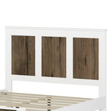 Farmhouse Wooden Platform Queen Size Bed, Modern Platform Bed with Wooden Strip Decoration, Plywood WF530906AAK
