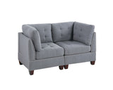 ZNTS Living Room Furniture Tufted Corner Wedge Grey Linen Like Fabric 1pc Cushion Nail heads Wedge Sofa B011119654