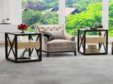 Set of 2 Modern End Table with Drawer - Nightstand for Bedroom & Living Room, Natural Wood MDF & W241P246921