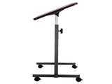 Multifunctional Adjustable Bedside Table MDF/Iron/4 Wheels With Brake, Dark Wood Grain Color 75239627