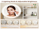 Small Vanity Desk with Mirror and Lights, Makeup Vanity Table with LED Mirror, 3 Lighting Modes, W3587P462322