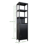 BLACK Storage Tall Slim with Shutter Door and 3 Tier Shelves, Freestanding Linen Tower W2207P272658