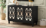 U-Can Modern Mirrored TV Stand for TV up to 55 Inches, Entertainment Center Solid Wood Legs, Metal N724P198519B