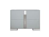 Elegant Nightstand with Metal Foot, Mirrored Bedside Table with 2 Drawers for Bedroom, Living Room, 13916632
