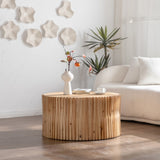 31.5" Retro Fashion Style Cylindrical Coffee Table with Vertical Texture Relief Design,Suitable for W757P183279