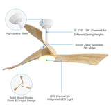 52 Inch Minimalist Ceiling Fan Light With 6 Speed Remote Energy-saving DC Motor 52K012WH