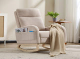 Modern Accent Rocking Chair Rocking Chair with Solid Wood Legs, Upholstered Nursery Glider Rocker, 94277054