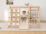 9-in-1 Slide and Climbing Wall for Toddlers 3, Wooden Indoor Play Structure, Heavy Duty 176 lbs W1422P474541