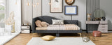 Full Size Upholstered Daybed with Headboard and Armrest, Support Legs, Grey WF318303AAE