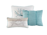 7 Piece Cotton Sateen Comforter Set Aqua Queen B03597266