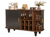 39" Fluted Liquor & Coffee Bar with 6 Wine Racks and 3 Glass Holders, Mid-Century Modern Bar 77343016