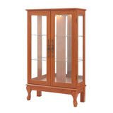 2 Doors Curio Cabinet with Tempered Glass Doors, Curio Cabinets with Mirrored Back Panel and W2275P300143